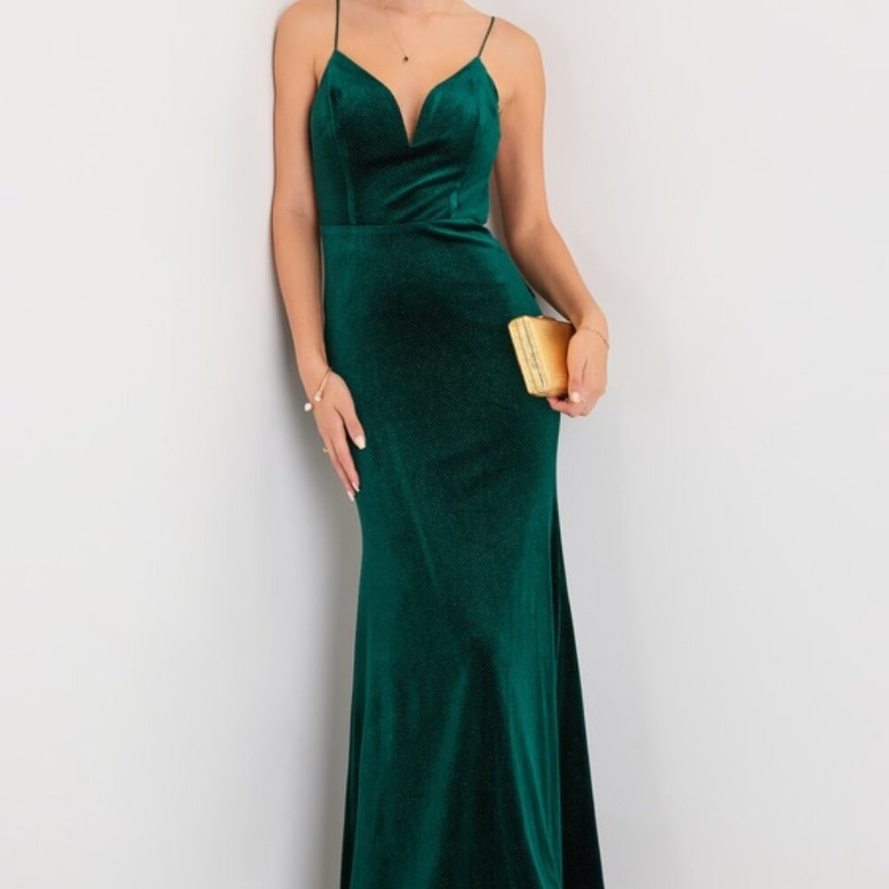 Lulus Utterly Enchanted Emerald Green Glitter Vel… - image 1